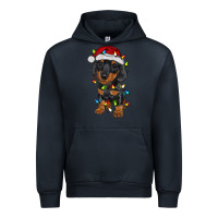 Navy dachshund puppy christmas lights Urban Hoodie - RanaPortraitStore