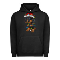 Pigment Black dachshund puppy christmas lights Urban Hoodie - RanaPortraitStore