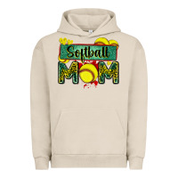 Pigment French Oak softball mom with leopard Urban Hoodie - Zillion Design Studio