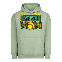 Pigment Oil Green softball mom with leopard Urban Hoodie - Zillion Design Studio