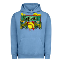 Pigment Pebble Blue softball mom with leopard Urban Hoodie - Zillion Design Studio