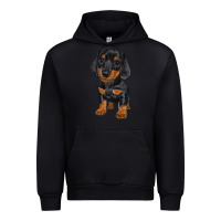 Black dachshund puppy Urban Hoodie - RanaPortraitStore