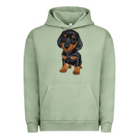 Pigment Oil Green dachshund puppy Urban Hoodie - RanaPortraitStore
