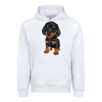 White dachshund puppy Urban Hoodie - RanaPortraitStore