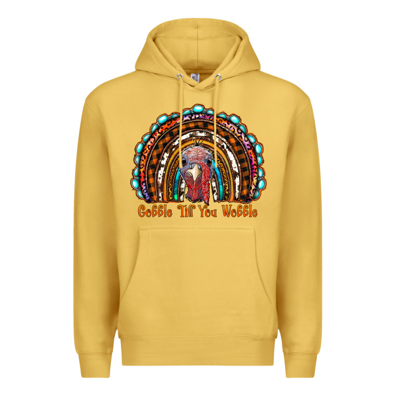 Gobble Till You Wobble Thanksgiving Rainbow Premium Hoodie by RanaPortraitStore | Teevron