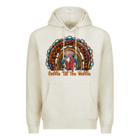 Oatmeal Heather gobble till you wobble thanksgiving rainbow Premium Hoodie - RanaPortraitStore