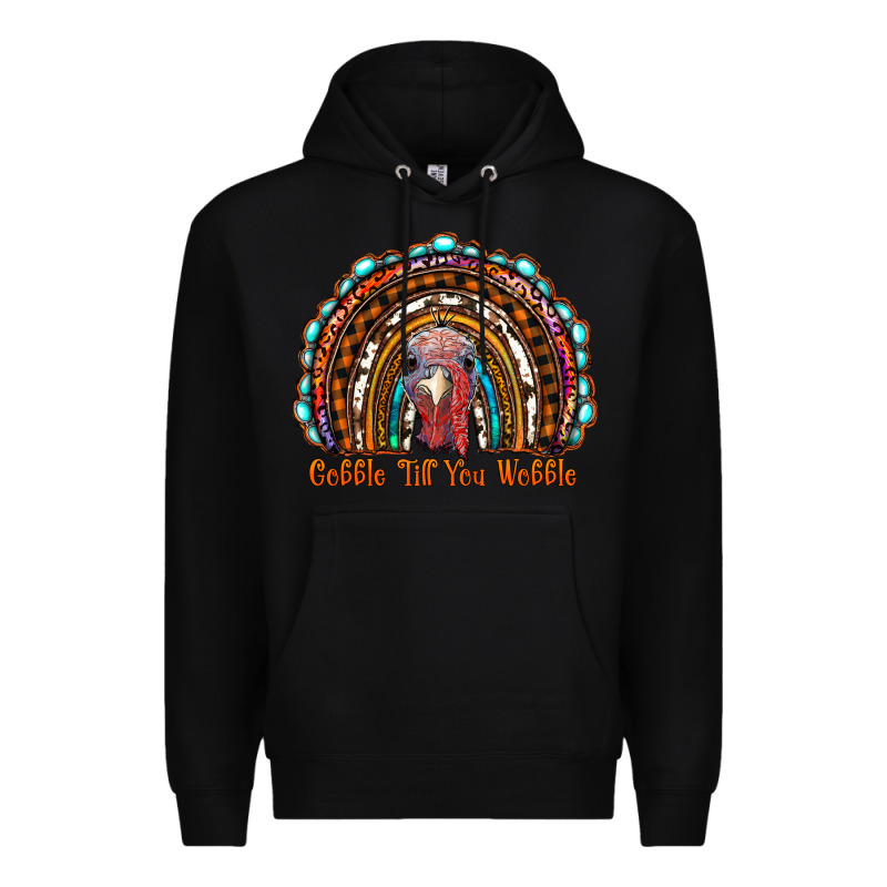 Gobble Till You Wobble Thanksgiving Rainbow Premium Hoodie by RanaPortraitStore | Teevron