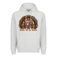 Dove Grey gobble till you wobble thanksgiving rainbow Premium Hoodie - RanaPortraitStore