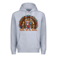 Heather Grey gobble till you wobble thanksgiving rainbow Premium Hoodie - RanaPortraitStore