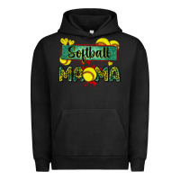 Pigment Black softball mama with leopard Urban Hoodie - Zillion Design Studio