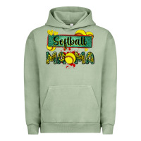 Pigment Oil Green softball mama with leopard Urban Hoodie - Zillion Design Studio
