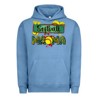 Pigment Pebble Blue softball mama with leopard Urban Hoodie - Zillion Design Studio