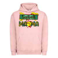 Pigment Salmon softball mama with leopard Urban Hoodie - Zillion Design Studio