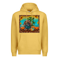 Antique Gold turkey and pumpkins Premium Hoodie - RanaPortraitStore