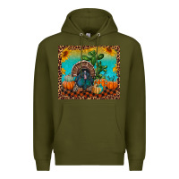 Army Green turkey and pumpkins Premium Hoodie - RanaPortraitStore