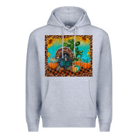Heather Grey turkey and pumpkins Premium Hoodie - RanaPortraitStore