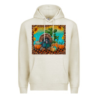 Oatmeal Heather turkey and pumpkins Premium Hoodie - RanaPortraitStore