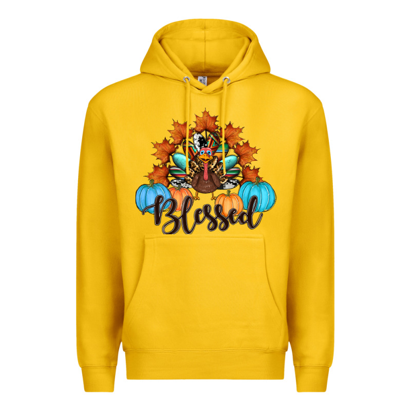 Thanksgiving Turkey Pumpkin Blessed Premium Hoodie by RanaPortraitStore | Teevron