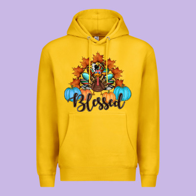 Thanksgiving Turkey Pumpkin Blessed Premium Hoodie Designed By Ranaportraitstore