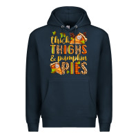 Navy thick thighs and pumpkin pies Premium Hoodie - Zillion Design Studio