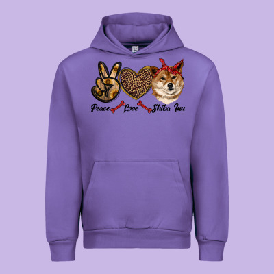 Peace Love Shiba Inu Urban Hoodie Designed By Ranaportraitstore