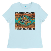 Baby Blue bull skull texas map sunflower leopard cowhide Ladies Tee - Artiststas
