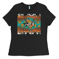 Black bull skull texas map sunflower leopard cowhide Ladies Tee - Artiststas