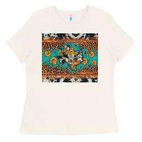 Bone bull skull texas map sunflower leopard cowhide Ladies Tee - Artiststas