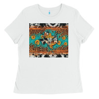 White bull skull texas map sunflower leopard cowhide Ladies Tee - Artiststas