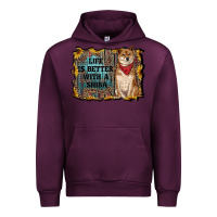 Mauve Wine life is better with a shiba Urban Hoodie - RanaPortraitStore