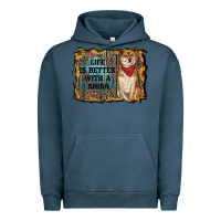 Pigment Midnight Navy life is better with a shiba Urban Hoodie - RanaPortraitStore