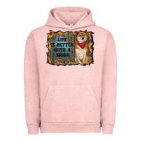 Pigment Salmon life is better with a shiba Urban Hoodie - RanaPortraitStore
