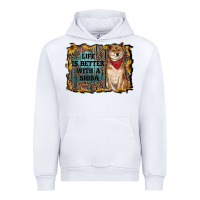 White life is better with a shiba Urban Hoodie - RanaPortraitStore