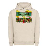 Pigment French Oak softball sister with leopard Urban Hoodie - Zillion Design Studio