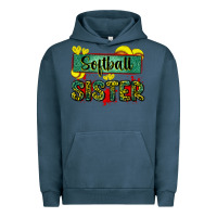 Pigment Midnight Navy softball sister with leopard Urban Hoodie - Zillion Design Studio