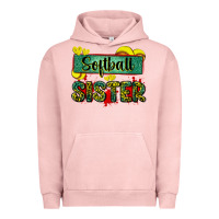Pigment Salmon softball sister with leopard Urban Hoodie - Zillion Design Studio