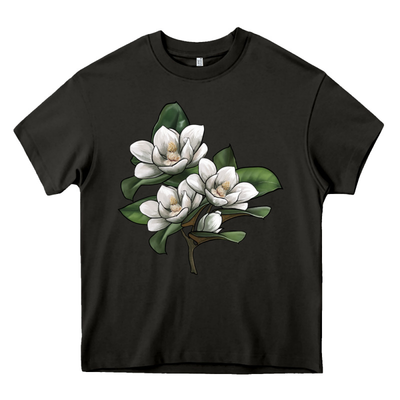 Magnolia Flower Illustration Heavy Core Tee by LillyAllenDesigns | Teevron