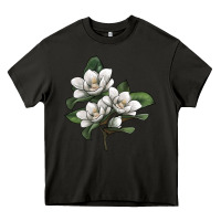 Asphalt Magnolia Flower Illustration Heavy Core Tee - LillyAllenDesigns