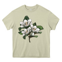 Mossy Magnolia Flower Illustration Heavy Core Tee - LillyAllenDesigns