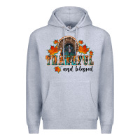 Heather Grey thankful and blessed Premium Hoodie - RanaPortraitStore