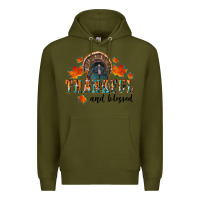 Army Green thankful and blessed Premium Hoodie - RanaPortraitStore