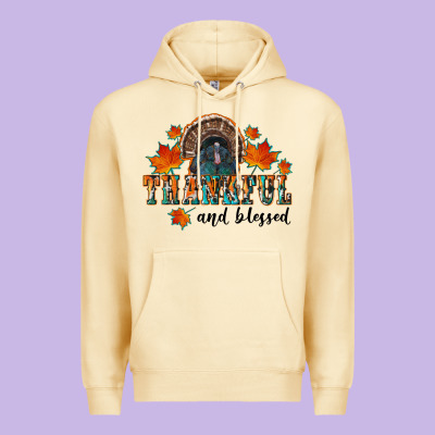 Thankful And Blessed Premium Hoodie Designed By Ranaportraitstore