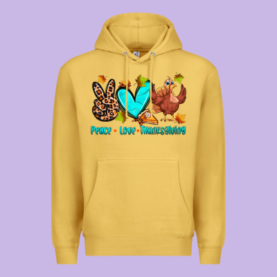 Peace Love Thanksgiving Premium Hoodie Designed By Zillion Design Studio