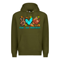 Army Green peace love thanksgiving Premium Hoodie - Zillion Design Studio