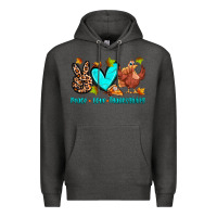 Charcoal Heather peace love thanksgiving Premium Hoodie - Zillion Design Studio