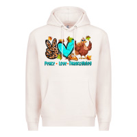 Pale Pink peace love thanksgiving Premium Hoodie - Zillion Design Studio