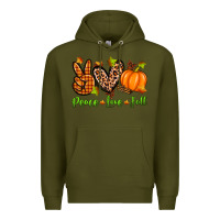 Army Green peace love fall Premium Hoodie - Zillion Design Studio