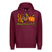 Burgundy peace love fall Premium Hoodie - Zillion Design Studio