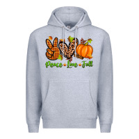 Heather Grey peace love fall Premium Hoodie - Zillion Design Studio