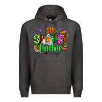Charcoal Heather one spooky teacher Premium Hoodie - Zillion Design Studio